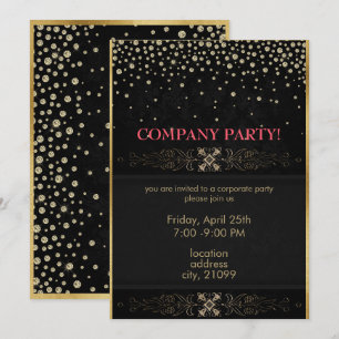 Gold Glitter Rahmen und Punkte Einladung