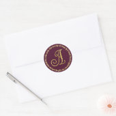 Gold Glitter Rand Monogramm 3 Jede Farbe Runder Aufkleber (Umschlag)