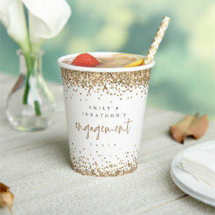 Gold Glitter-Rand Namen Verlobungsfeier Papier C Pappbecher