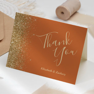 Gold Glitter Rand Schwarze Hochzeits-Dankeskarte Karte