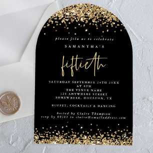 Gold Glitter Ränder Schwarze Fünfzigste Geburtstag Acryleinladungen