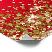 Gold Glitter Red Bridal Shower Welcome Poster (Ecke)
