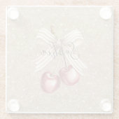 Gold Glitter Red Cherries Glasuntersetzer (Rückseite)