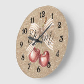 Gold Glitter Red Cherries Große Wanduhr (Winkel)