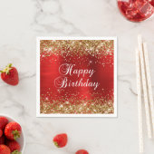 Gold Glitter Red Foil Happy Birthday Serviette (Beispiel)