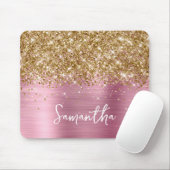 Gold Glitter Rosa Glam Name Mousepad (Mit Mouse)