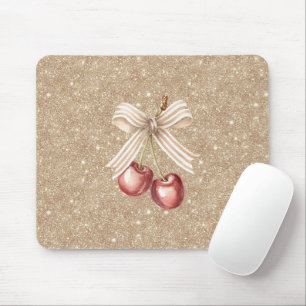 Gold Glitter Rote Kirschen Mousepad