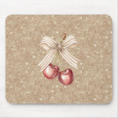 Gold Glitter Rote Kirschen Mousepad (Vorne)