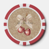 Gold Glitter Rote Kirschen Pokerchips (Vorderseite)