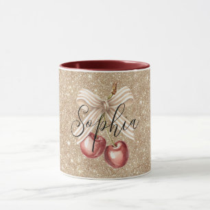 Gold Glitter Rote Kirschen Tasse