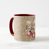 Gold Glitter Rote Kirschen Tasse (Vorderseite Links)