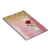 Gold Glitter rote Rose Notizblock (Rechte Seite)