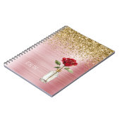 Gold Glitter rote Rose Notizblock (Linke Seite)