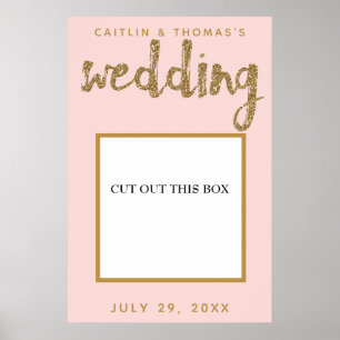 Gold Glitter Rouge Pink Hochzeits Foto Booth Requi Poster
