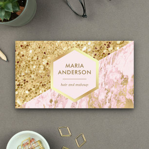 Gold Glitter Rouge Pink Marmor Makeup Artist Visitenkarte