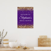 Gold Glitter Royal Purple Bridal Shower Welcome Poster (Küche)