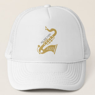 Gold Glitter Saxophon Illustration Truckerkappe