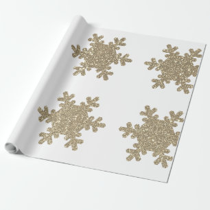 Gold Glitter Schneeflocken Muster Weiße Weihnachte Geschenkpapier