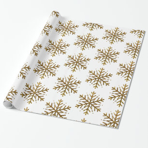 Gold Glitter Schneeflocken Weihnachtsgeschenkverpa Geschenkpapier