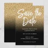 Gold Glitter Schwarz Ombre Save The Date (Vorne/Hinten)