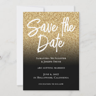 Gold Glitter Schwarz Ombre Save The Date
