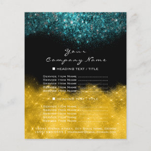 Gold Glitter Schwarz Teal Blau Konfetti Preise Flyer