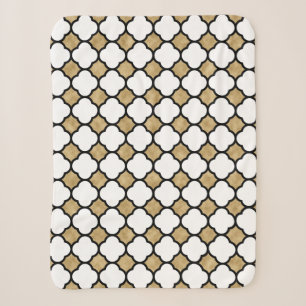 Gold Glitter Schwarz Weiß Geometrischer Vierpass Sherpadecke