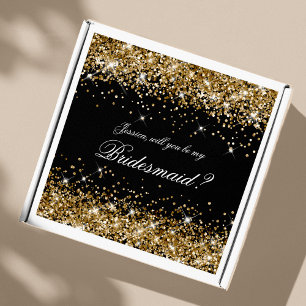 Gold Glitter Schwarze Brautjungfer Vorschlag Gesch Aufkleber