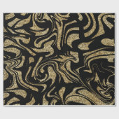 Gold Glitter & schwarzes stilvolles Geschenkpapier (Flach)