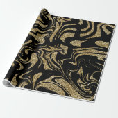 Gold Glitter & schwarzes stilvolles Geschenkpapier (Ungerollt)