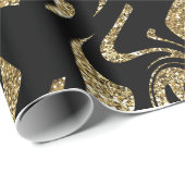 Gold Glitter & schwarzes stilvolles Geschenkpapier (Rolleneckpunkt)