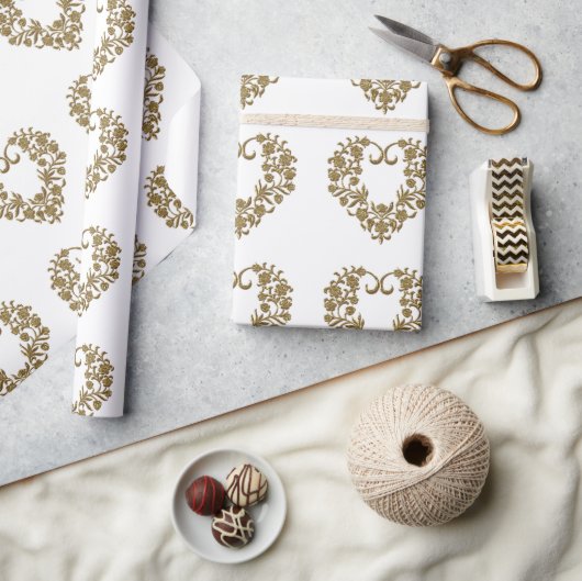 Gold Glitter Schwung Valentinstag Geschenkpapier (Kunsthandwerk)
