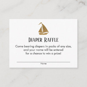 Gold Glitter Segelboot Windel-Raffle-Ticket-Karten Begleitkarte