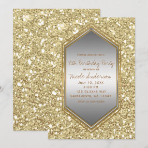 Gold Glitter Silber Glam Geburtstagsfeier Jedes Er Einladung