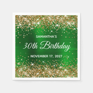 Gold Glitter Smaragdgrün Folie 30. Geburtstag Serviette
