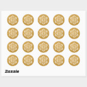 Gold Glitter Snowflake - Circle Sticker (Blatt)