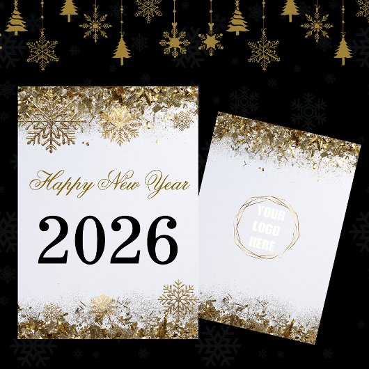  Gold Glitter Snowflake New Year logo company  Karte