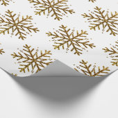 Gold Glitter Snowflakes Christmas Gift Wrap Geschenkpapier (Ecke)