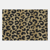 Gold glitter sparkle &black leopard print pattern geschenkpapier set (Vorderseite 3)
