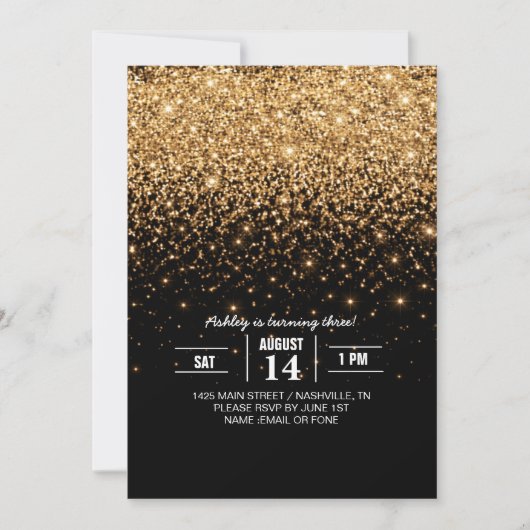 Gold Glitter Sparkle Elegant Luxury Texture Einladung (Vorderseite)