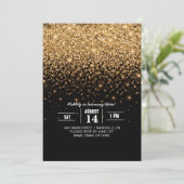 Gold Glitter Sparkle Elegant Luxury Texture Einladung (Stehend Vorderseite)