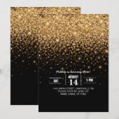 Gold Glitter Sparkle Elegant Luxury Texture Einladung (Vorne/Hinten)