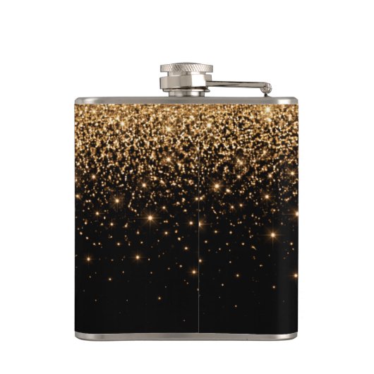 Gold Glitter Sparkle Elegant Luxury Texture        Flachmann (Rückseite)