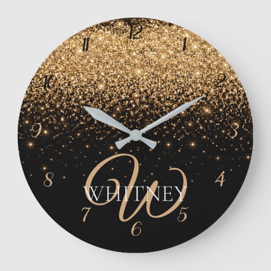 Gold Glitter Sparkle Elegant Luxury Texture        Große Wanduhr (Vorderseite)