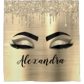 Gold Glitter Sparkle Eyelashes Monogram Name Duschvorhang (Vorderseite)