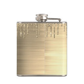 Gold Glitter Sparkle Eyelashes Monogram Name Flachmann (Rückseite)