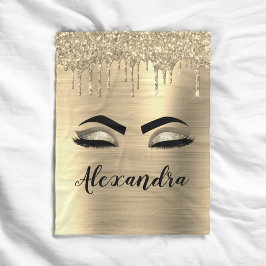 Gold Glitter Sparkle Eyelashes Monogram Name Fleecedecke