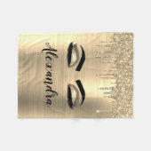 Gold Glitter Sparkle Eyelashes Monogram Name Fleecedecke (Vorderseite (Horizontal))