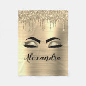 Gold Glitter Sparkle Eyelashes Monogram Name Fleecedecke (Vorderseite)
