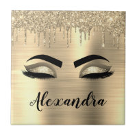 Gold Glitter Sparkle Eyelashes Monogram Name
